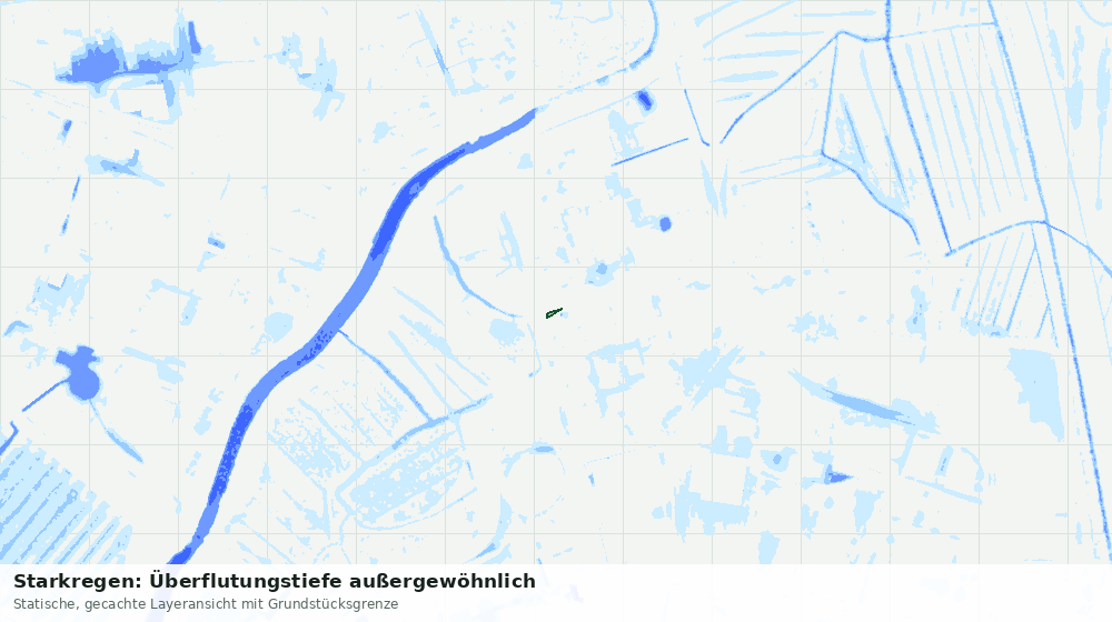 Statische Kartenansicht: Starkregen: Überflutungstiefe außergewöhnlich