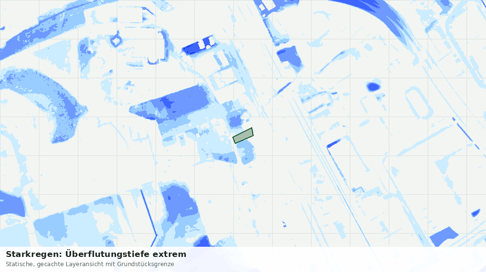 Statische Kartenansicht: Starkregen: Überflutungstiefe extrem