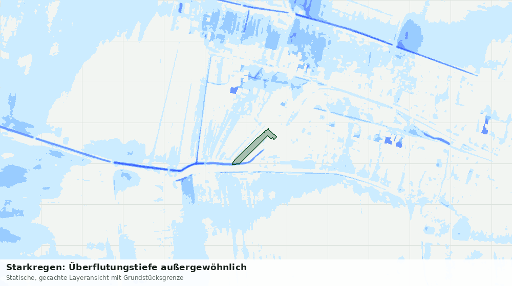 Statische Kartenansicht: Starkregen: Überflutungstiefe außergewöhnlich