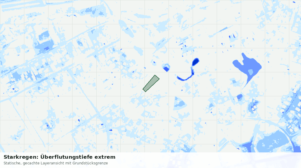 Statische Kartenansicht: Starkregen: Überflutungstiefe extrem