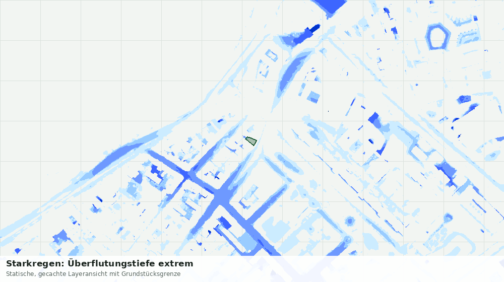 Statische Kartenansicht: Starkregen: Überflutungstiefe extrem