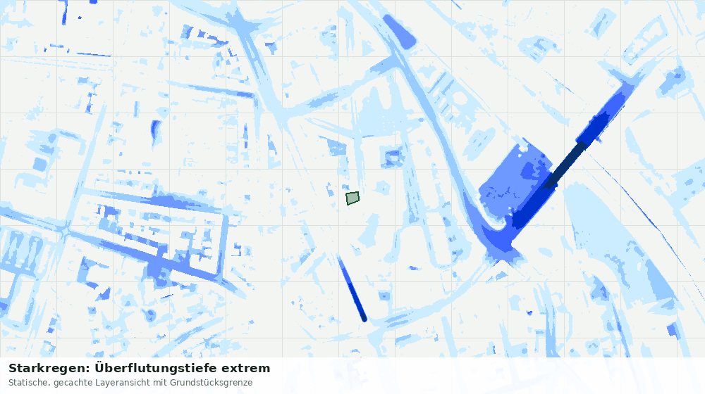 Statische Kartenansicht: Starkregen: Überflutungstiefe extrem