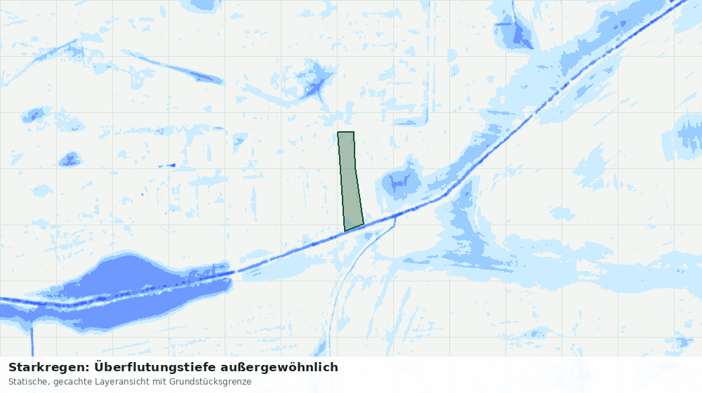 Statische Kartenansicht: Starkregen: Überflutungstiefe außergewöhnlich