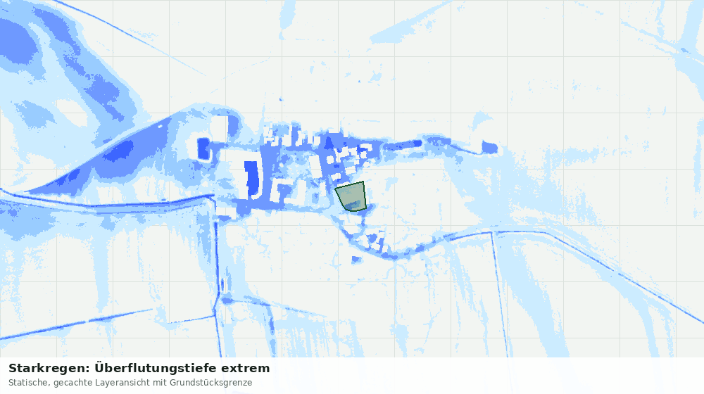 Statische Kartenansicht: Starkregen: Überflutungstiefe extrem