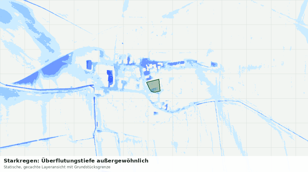 Statische Kartenansicht: Starkregen: Überflutungstiefe außergewöhnlich