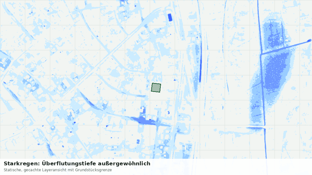 Statische Kartenansicht: Starkregen: Überflutungstiefe außergewöhnlich