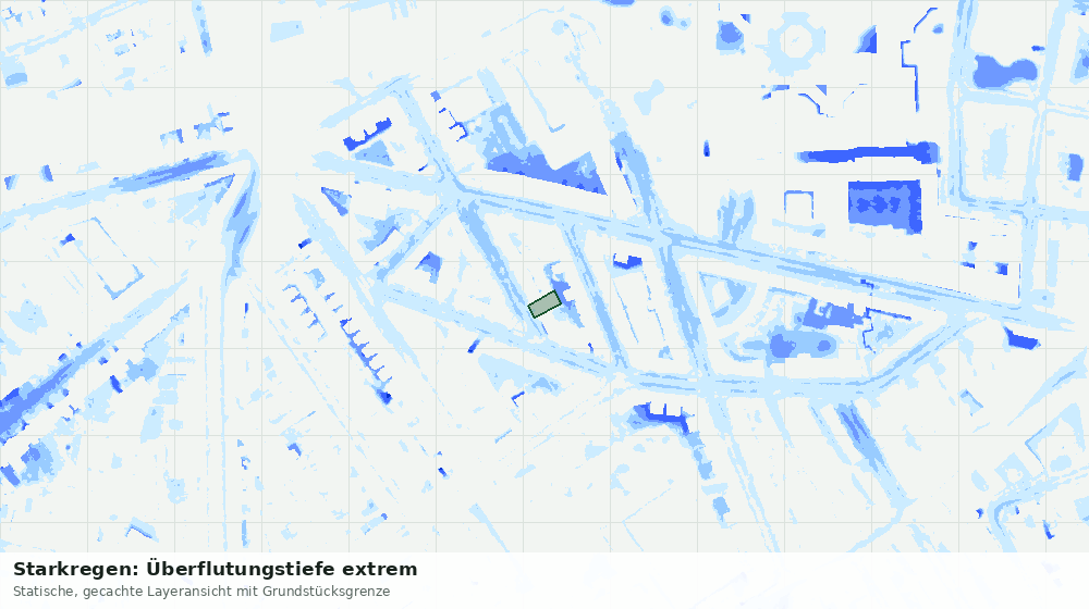 Statische Kartenansicht: Starkregen: Überflutungstiefe extrem