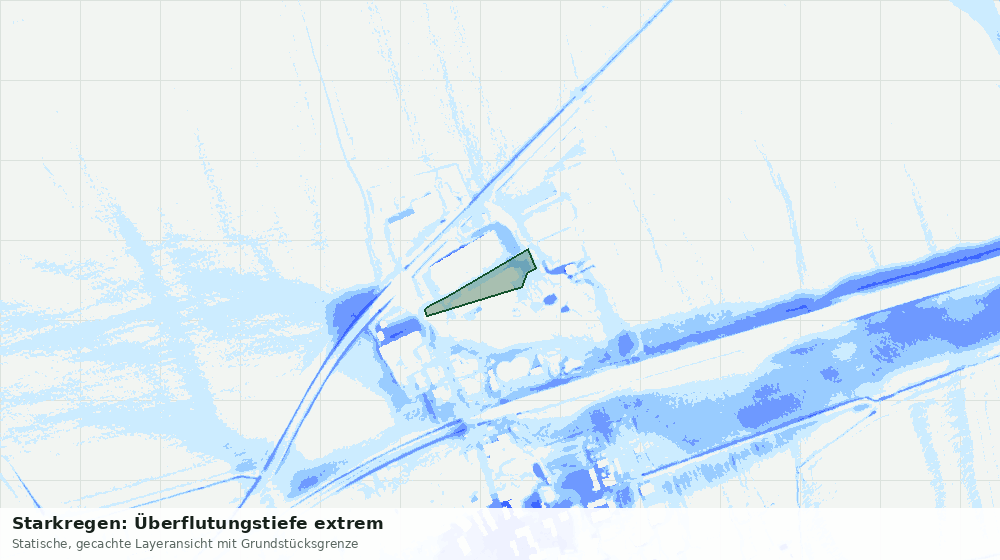 Statische Kartenansicht: Starkregen: Überflutungstiefe extrem