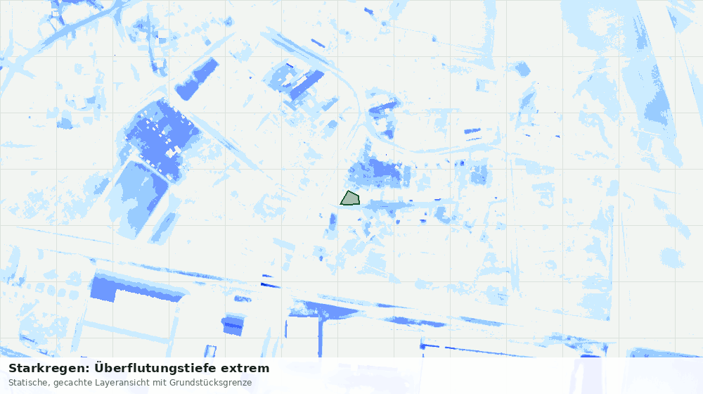 Statische Kartenansicht: Starkregen: Überflutungstiefe extrem