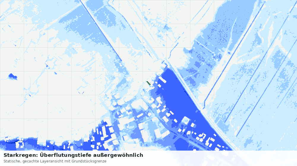 Statische Kartenansicht: Starkregen: Überflutungstiefe außergewöhnlich