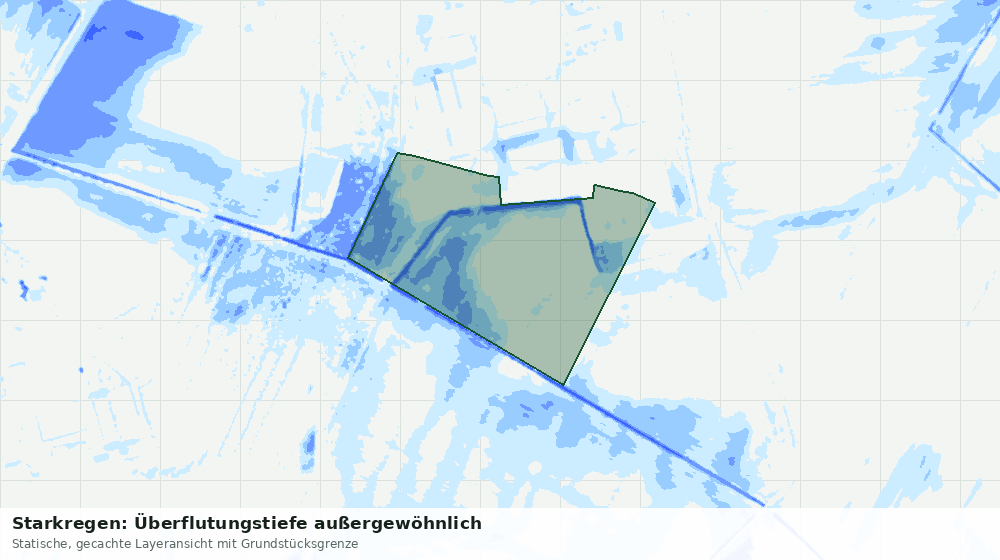 Statische Kartenansicht: Starkregen: Überflutungstiefe außergewöhnlich