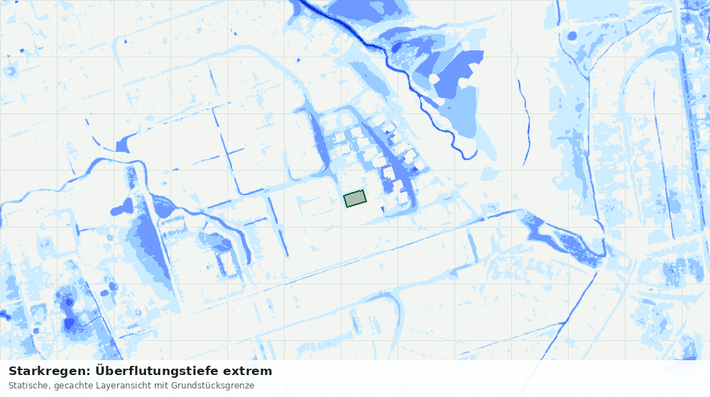 Statische Kartenansicht: Starkregen: Überflutungstiefe extrem