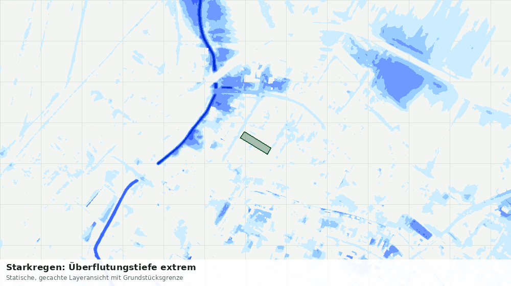 Statische Kartenansicht: Starkregen: Überflutungstiefe extrem