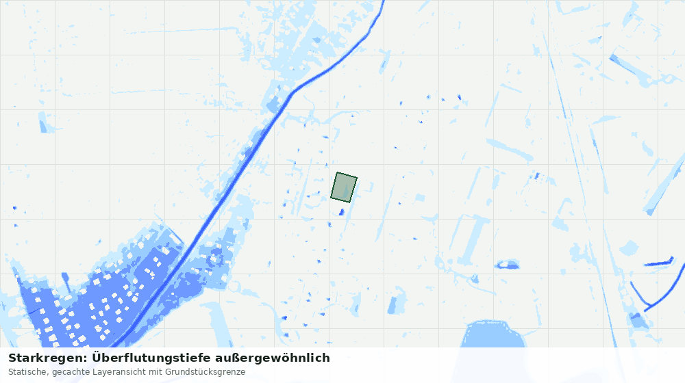 Statische Kartenansicht: Starkregen: Überflutungstiefe außergewöhnlich