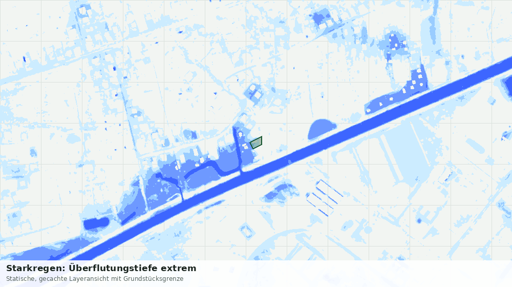 Statische Kartenansicht: Starkregen: Überflutungstiefe extrem