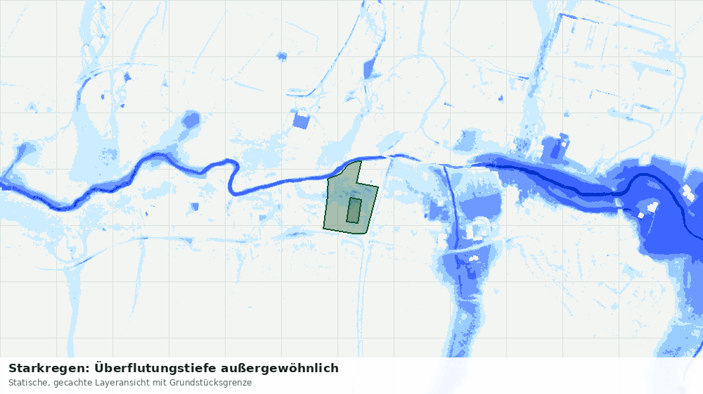 Statische Kartenansicht: Starkregen: Überflutungstiefe außergewöhnlich