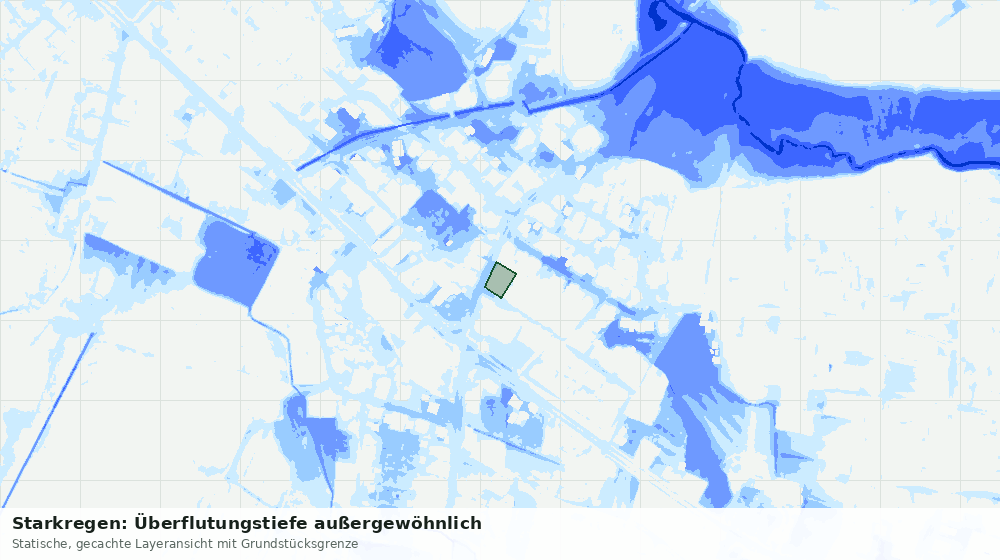 Statische Kartenansicht: Starkregen: Überflutungstiefe außergewöhnlich