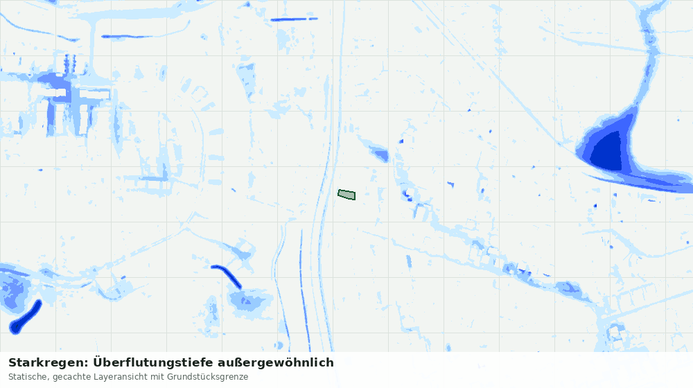 Statische Kartenansicht: Starkregen: Überflutungstiefe außergewöhnlich