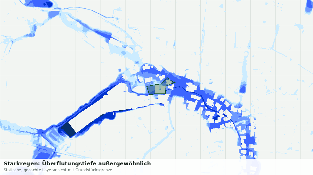 Statische Kartenansicht: Starkregen: Überflutungstiefe außergewöhnlich