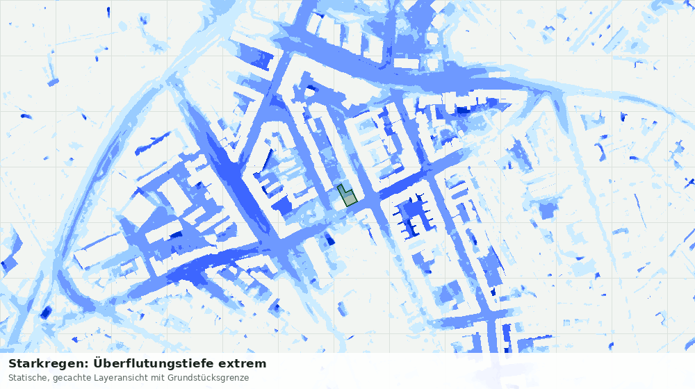 Statische Kartenansicht: Starkregen: Überflutungstiefe extrem