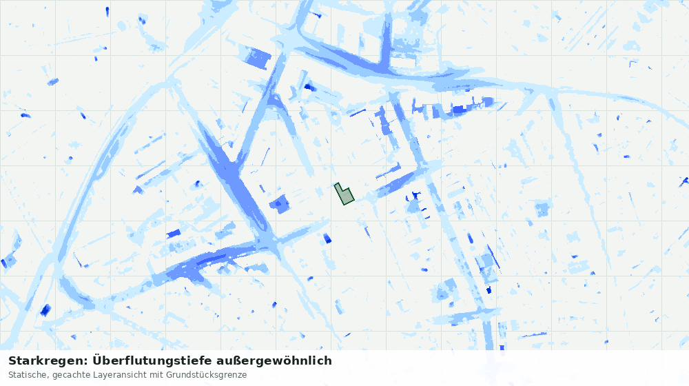Statische Kartenansicht: Starkregen: Überflutungstiefe außergewöhnlich