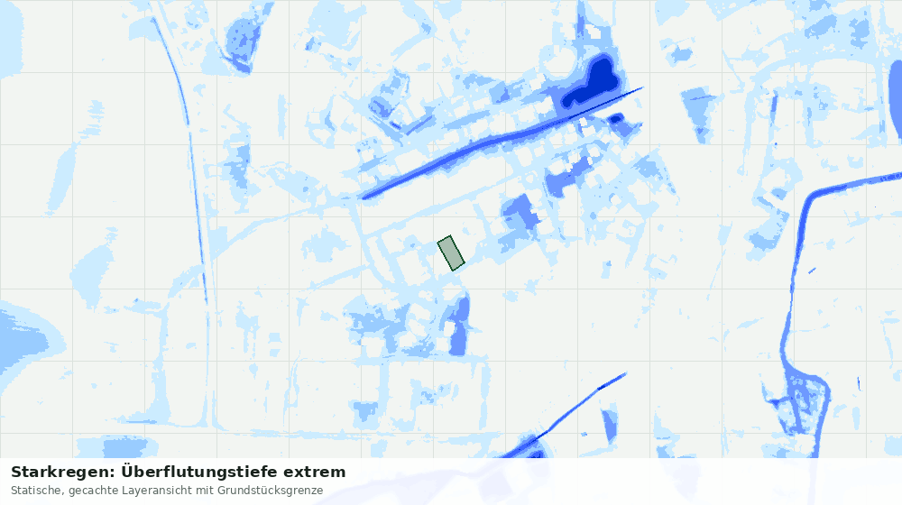 Statische Kartenansicht: Starkregen: Überflutungstiefe extrem