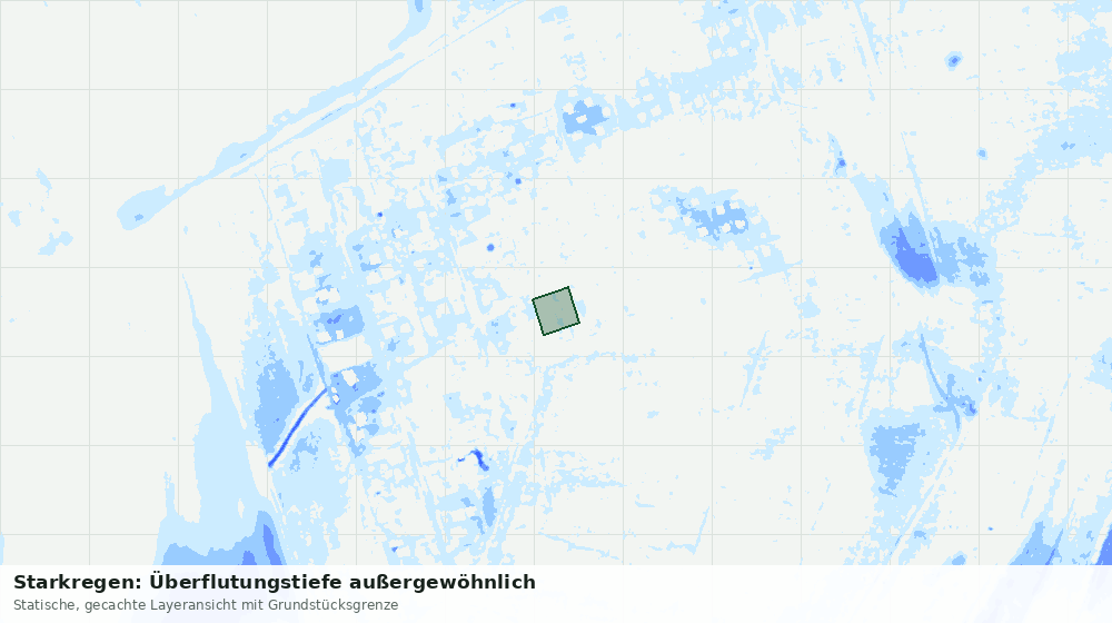 Statische Kartenansicht: Starkregen: Überflutungstiefe außergewöhnlich
