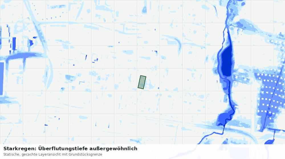 Statische Kartenansicht: Starkregen: Überflutungstiefe außergewöhnlich