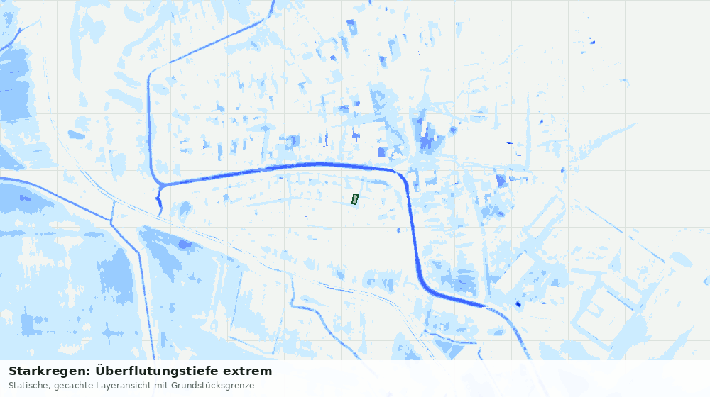 Statische Kartenansicht: Starkregen: Überflutungstiefe extrem