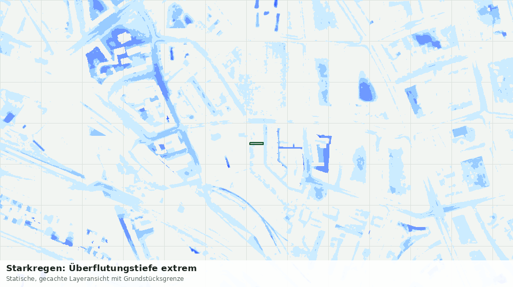 Statische Kartenansicht: Starkregen: Überflutungstiefe extrem