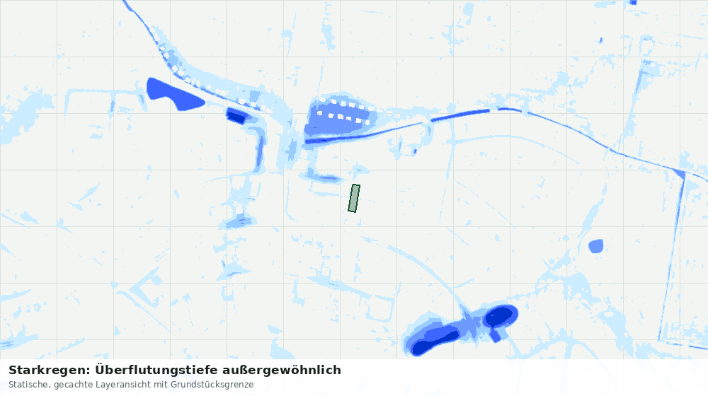 Statische Kartenansicht: Starkregen: Überflutungstiefe außergewöhnlich