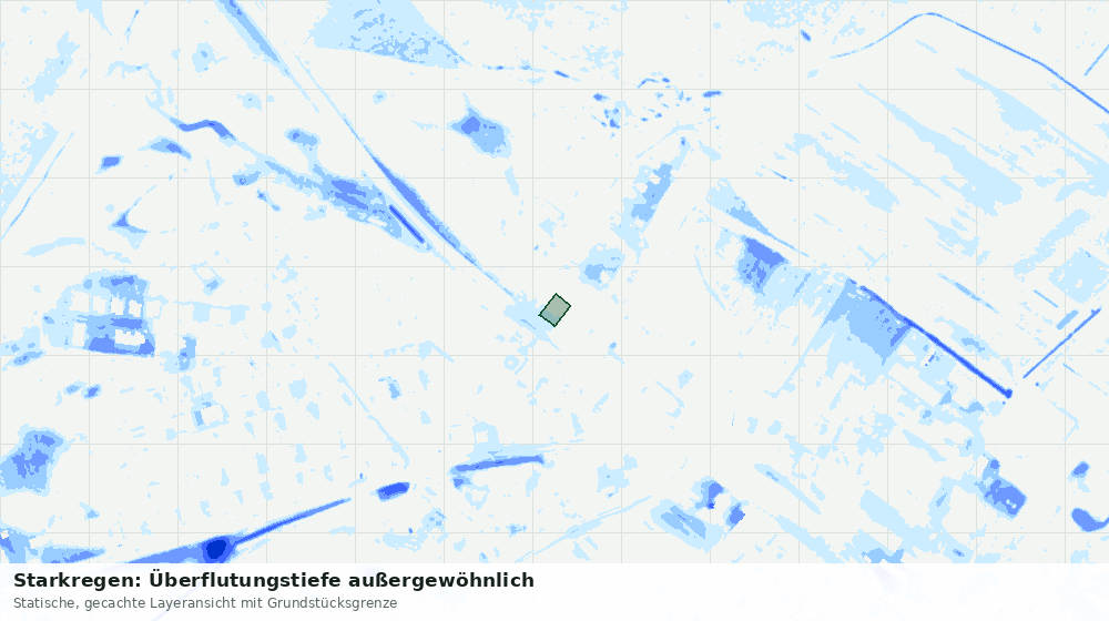Statische Kartenansicht: Starkregen: Überflutungstiefe außergewöhnlich