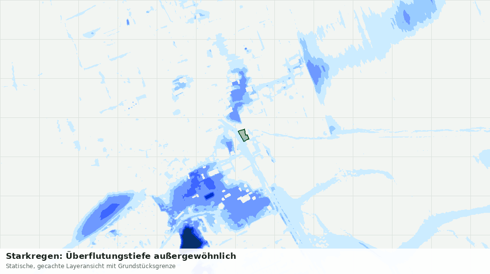 Statische Kartenansicht: Starkregen: Überflutungstiefe außergewöhnlich