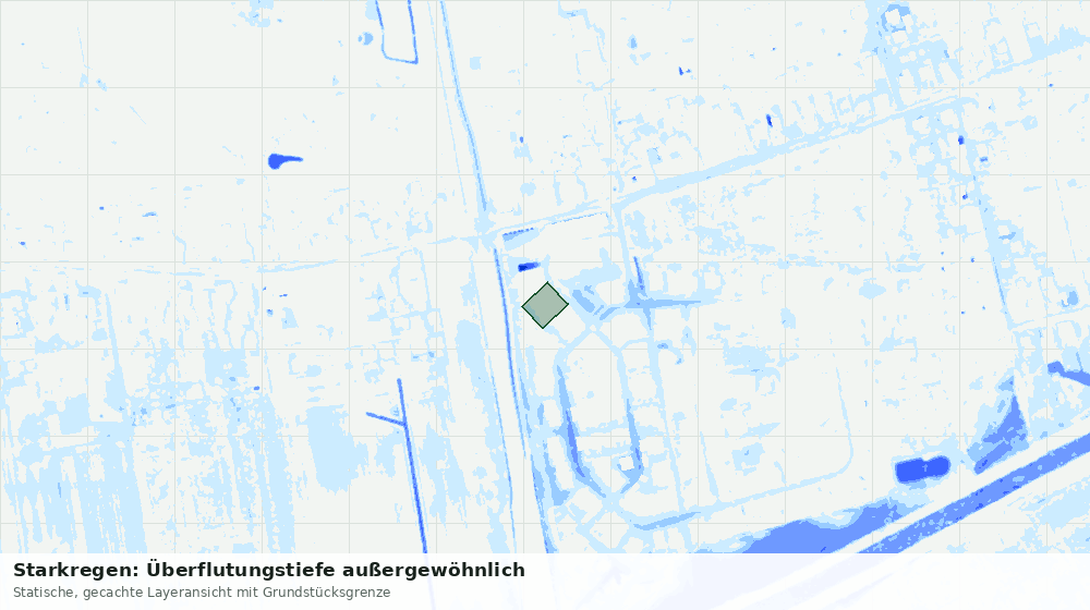 Statische Kartenansicht: Starkregen: Überflutungstiefe außergewöhnlich