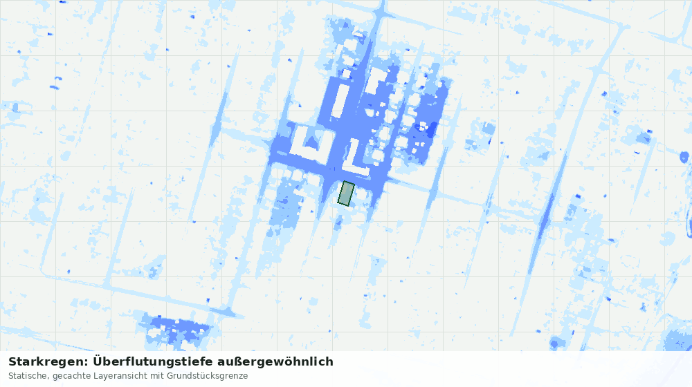Statische Kartenansicht: Starkregen: Überflutungstiefe außergewöhnlich