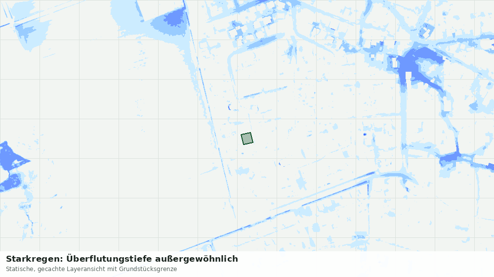 Statische Kartenansicht: Starkregen: Überflutungstiefe außergewöhnlich