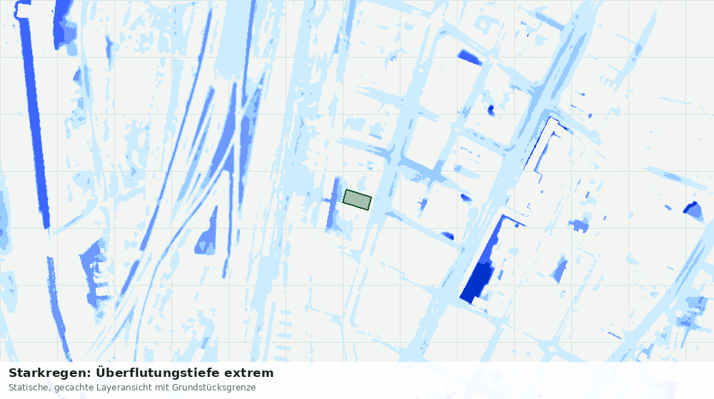 Statische Kartenansicht: Starkregen: Überflutungstiefe extrem