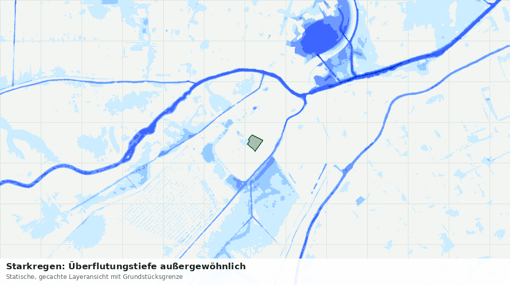 Statische Kartenansicht: Starkregen: Überflutungstiefe außergewöhnlich