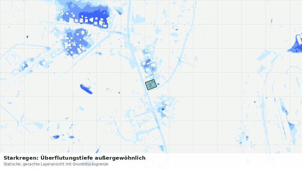 Statische Kartenansicht: Starkregen: Überflutungstiefe außergewöhnlich