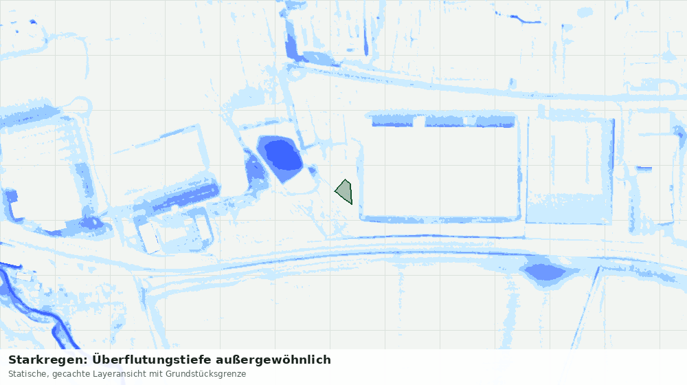 Statische Kartenansicht: Starkregen: Überflutungstiefe außergewöhnlich