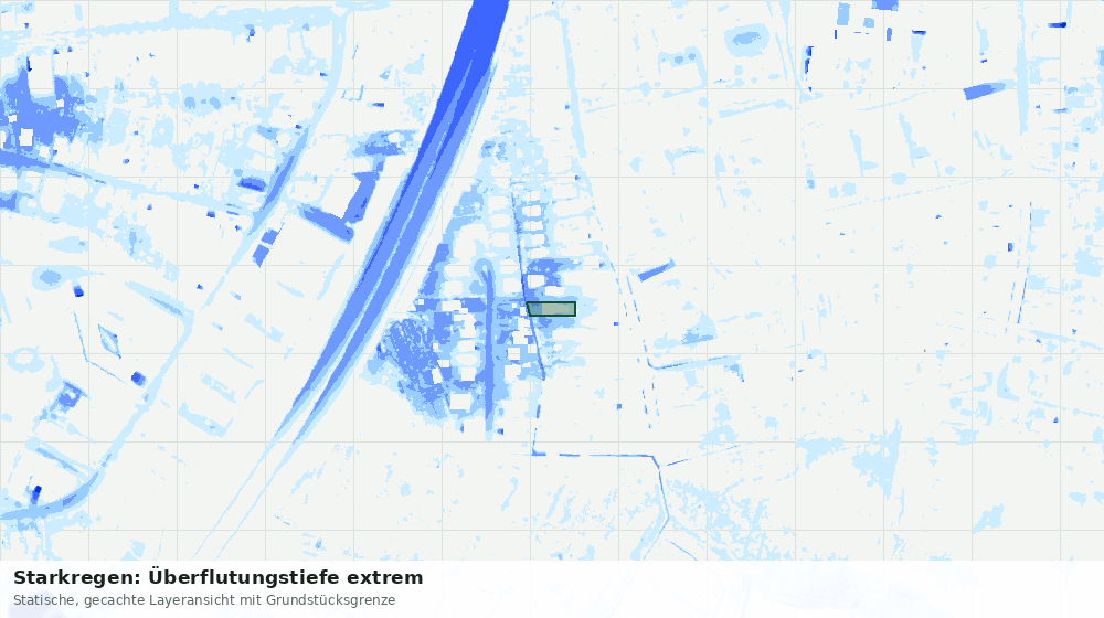 Statische Kartenansicht: Starkregen: Überflutungstiefe extrem