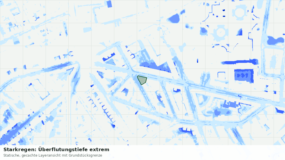 Statische Kartenansicht: Starkregen: Überflutungstiefe extrem