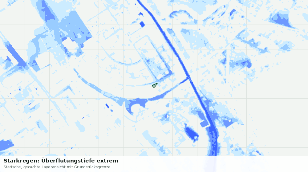 Statische Kartenansicht: Starkregen: Überflutungstiefe extrem