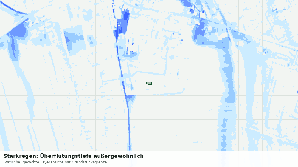 Statische Kartenansicht: Starkregen: Überflutungstiefe außergewöhnlich