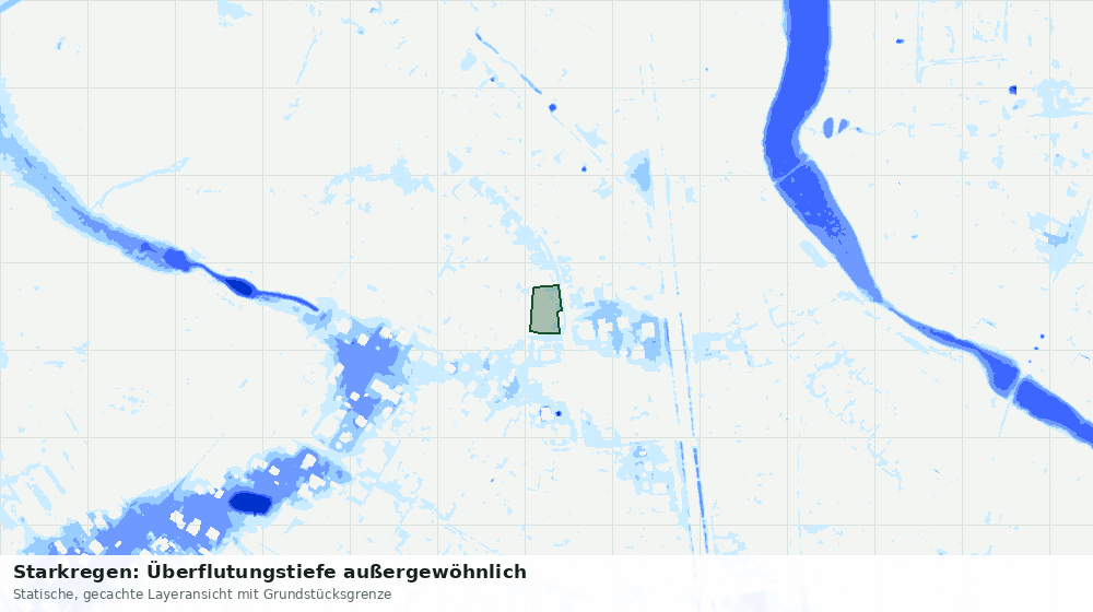 Statische Kartenansicht: Starkregen: Überflutungstiefe außergewöhnlich