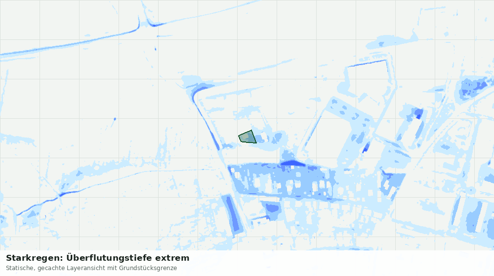 Statische Kartenansicht: Starkregen: Überflutungstiefe extrem