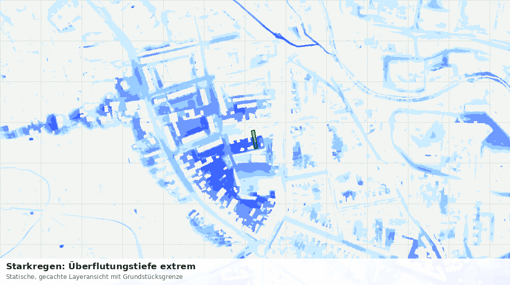 Statische Kartenansicht: Starkregen: Überflutungstiefe extrem
