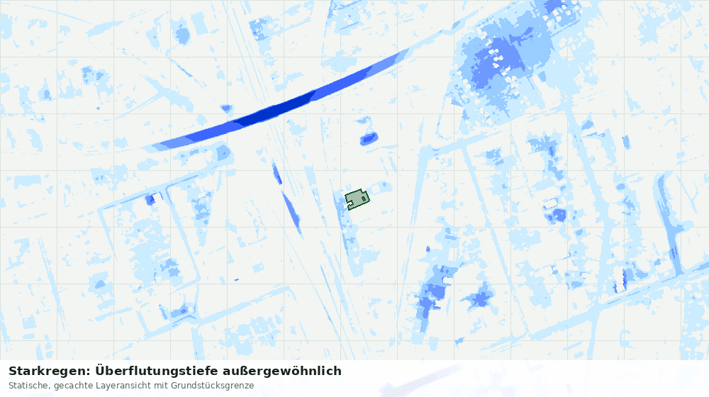 Statische Kartenansicht: Starkregen: Überflutungstiefe außergewöhnlich