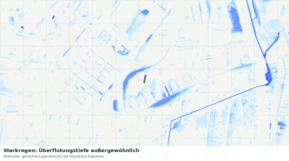 Statische Kartenansicht: Starkregen: Überflutungstiefe außergewöhnlich