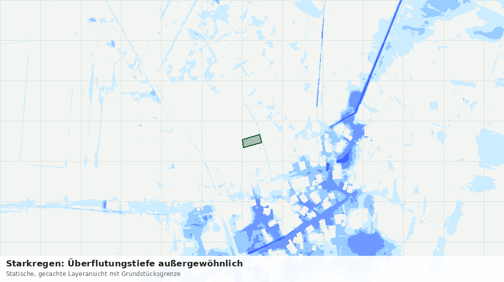 Statische Kartenansicht: Starkregen: Überflutungstiefe außergewöhnlich